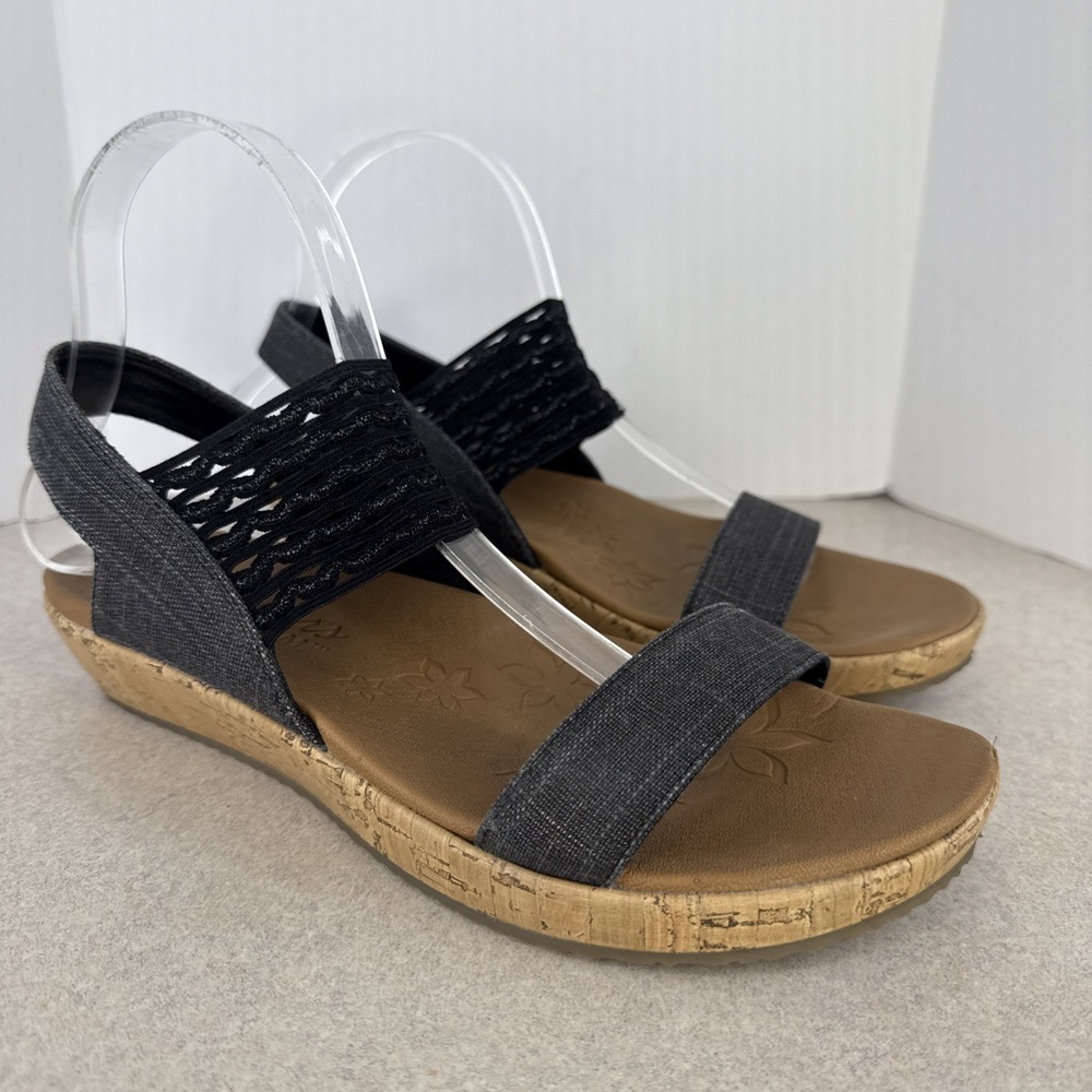 Skechers Black and Brown Wedge Sandals